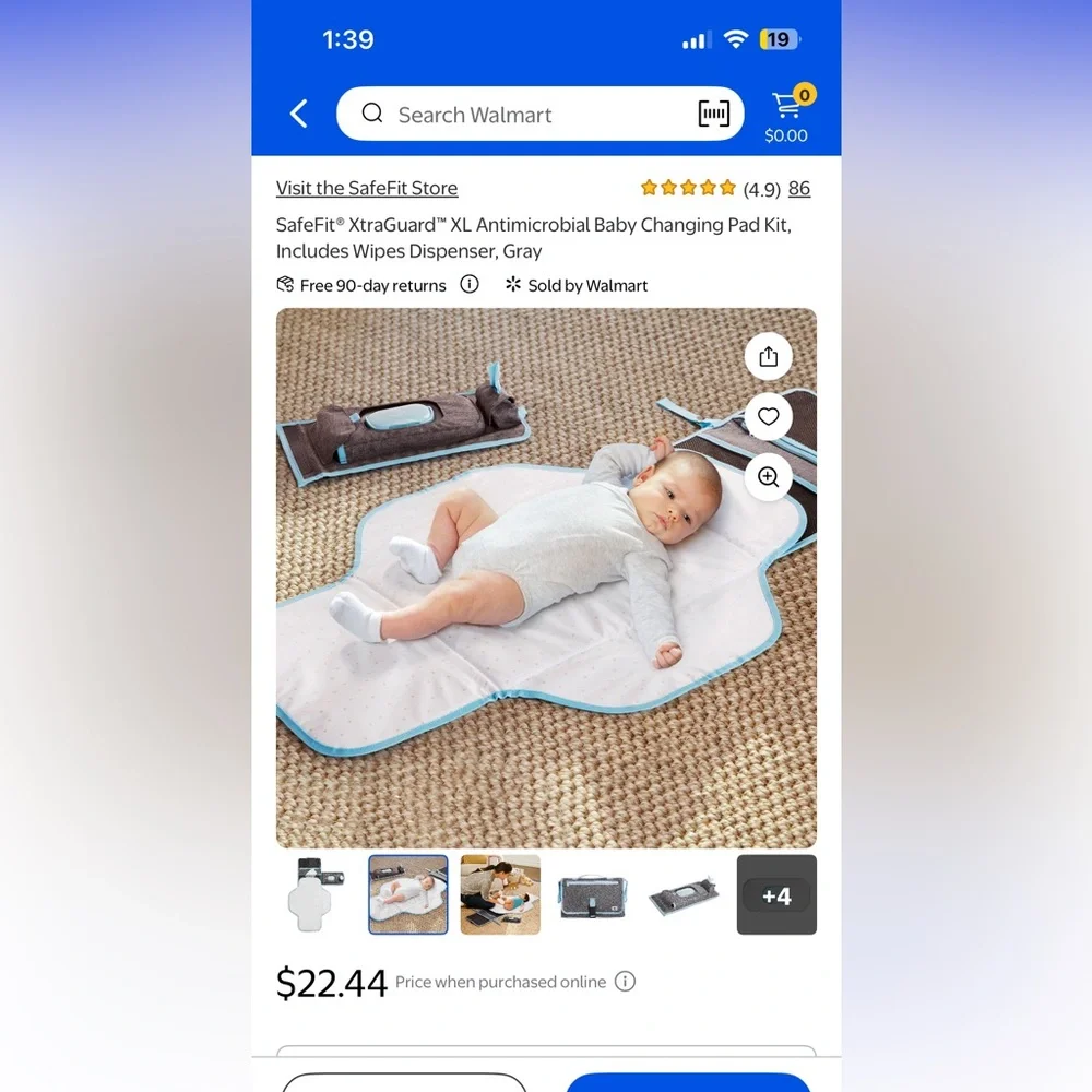 Gray Portable Changing Kit for Kids